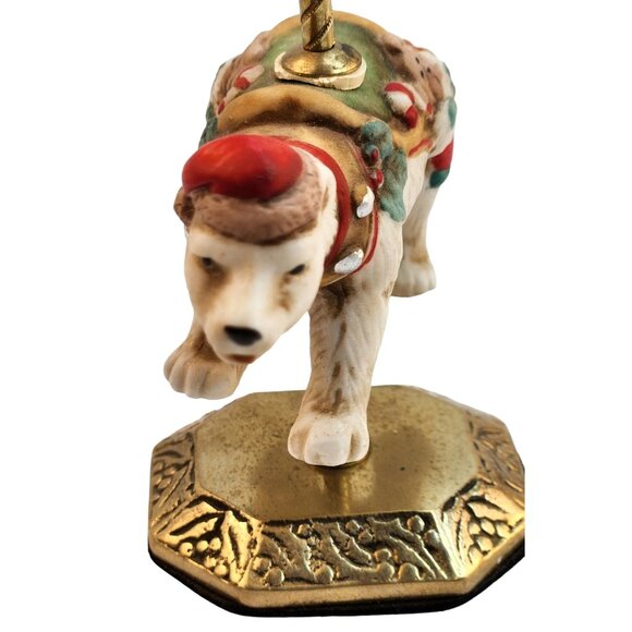 Polar Bear Carousel Christmas Figurine Ceramic Decor On Brass Base by R.O.C. - Picture 5 of 8